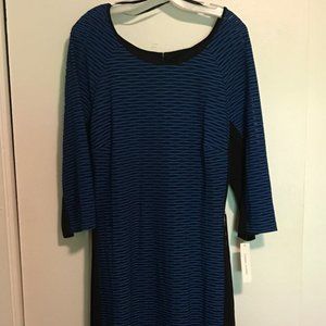 Sandra Darren NWT Blue and Black Belted Dress